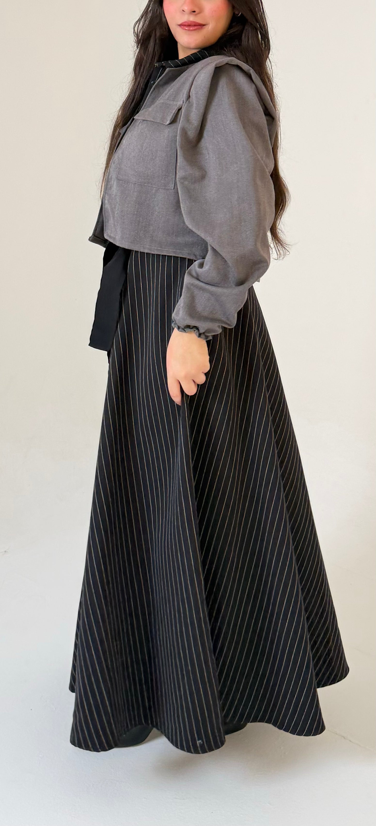 The Layered Signature Dress-Black with grey