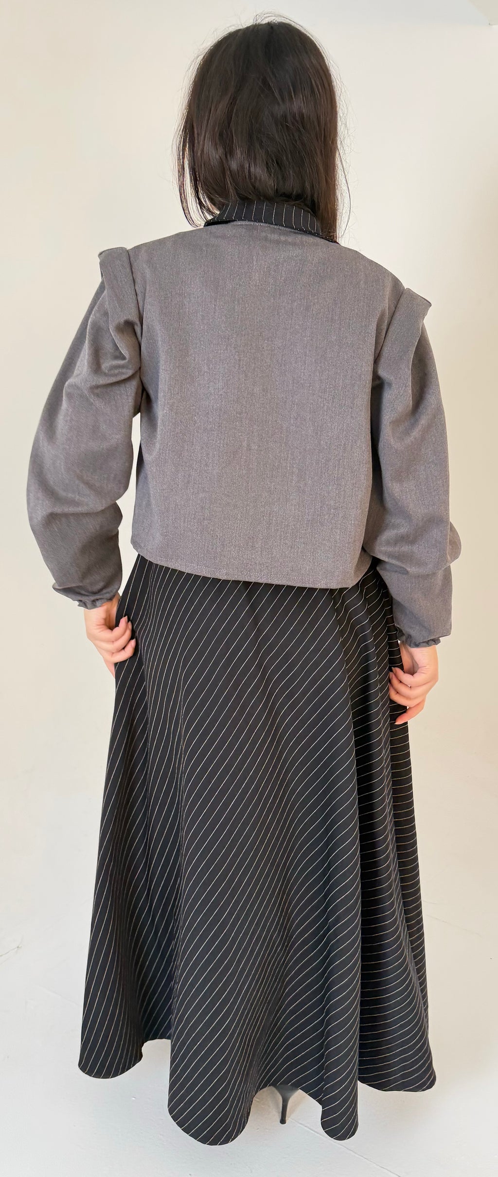 The Layered Signature Dress-Black with grey