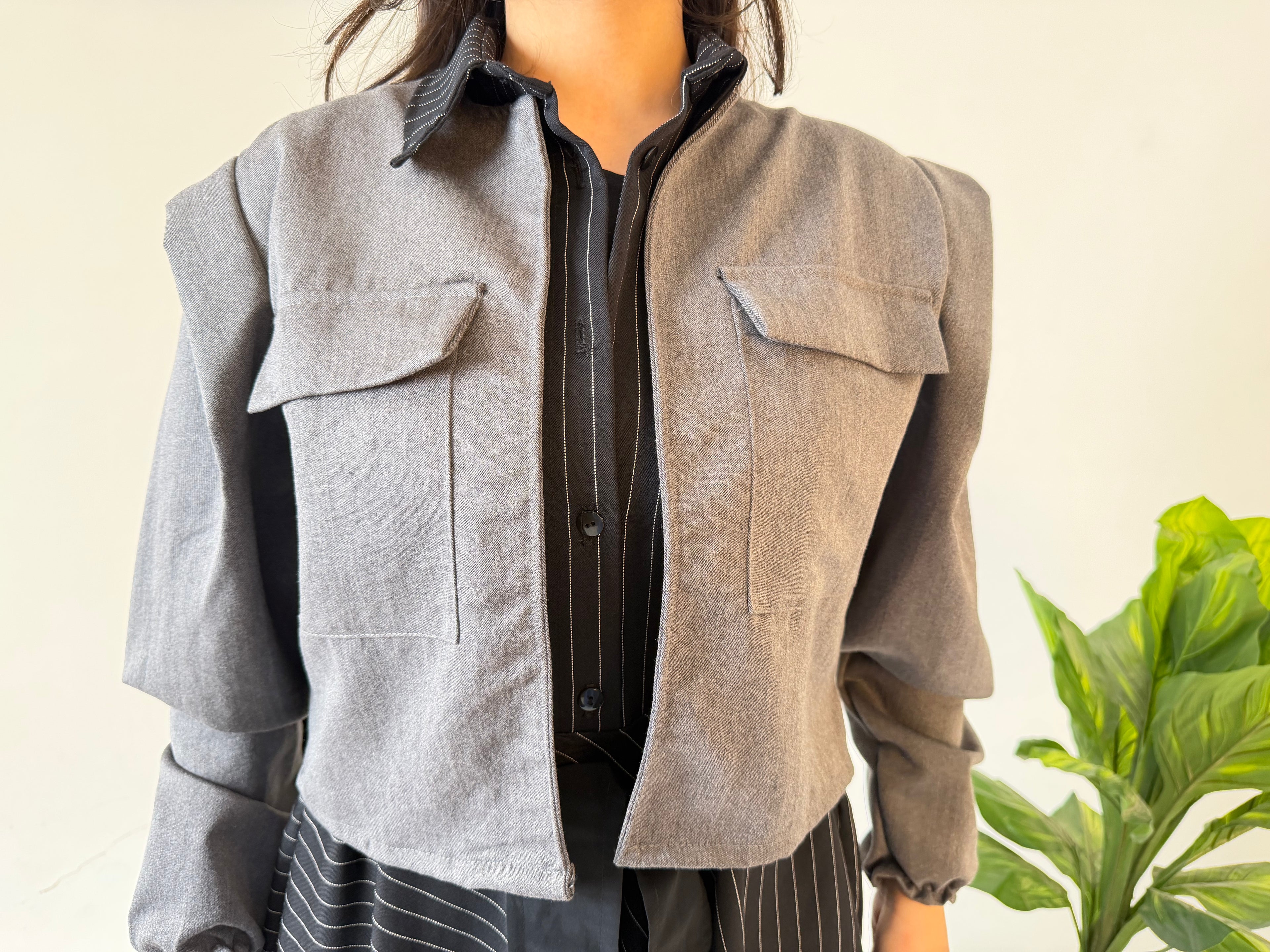 The Layered Signature Dress-Black with grey