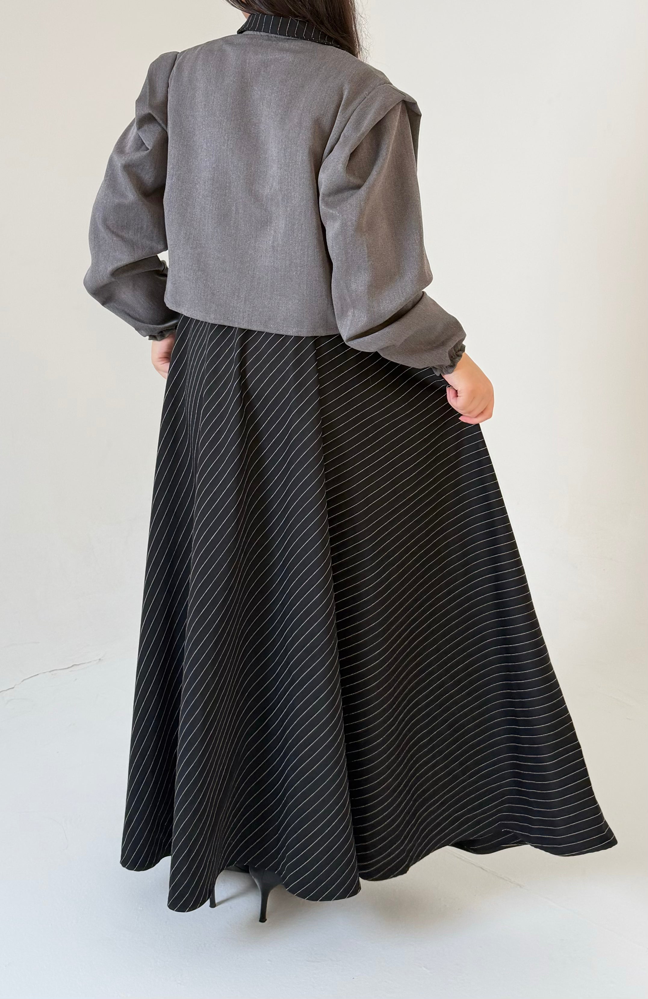 The Layered Signature Dress-Black with grey