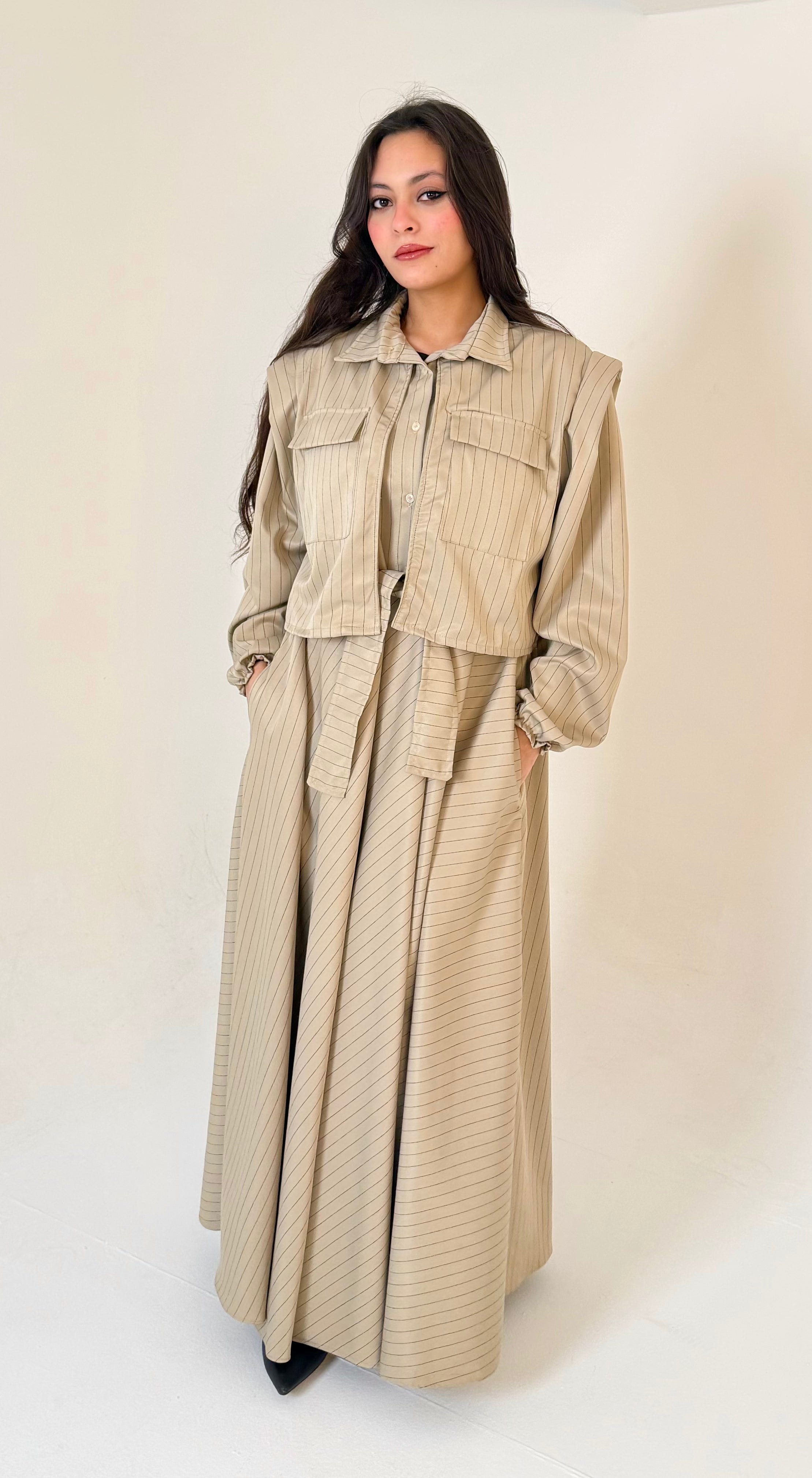 The Layered Signature Dress-Beige