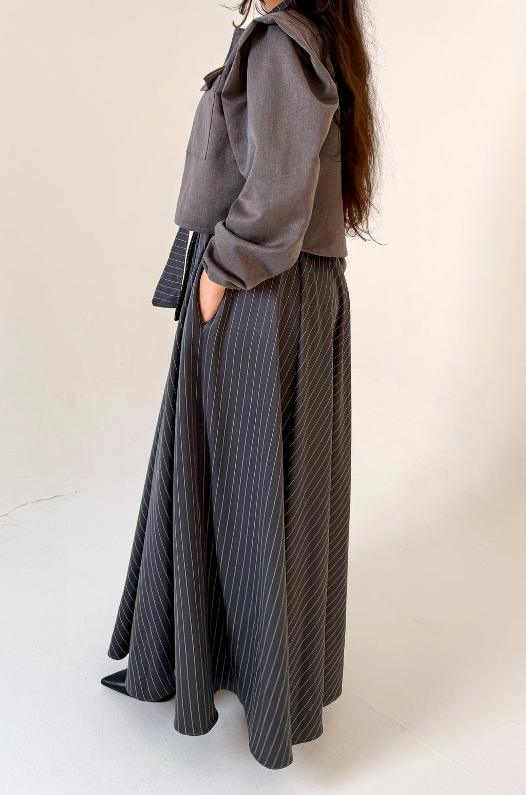 The Layered Signature Dress-Black with grey
