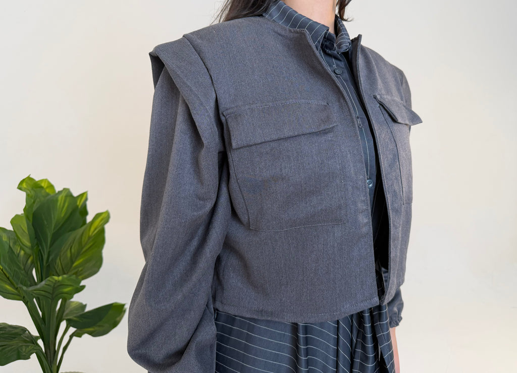 The Layered Signature Dress-Black with grey