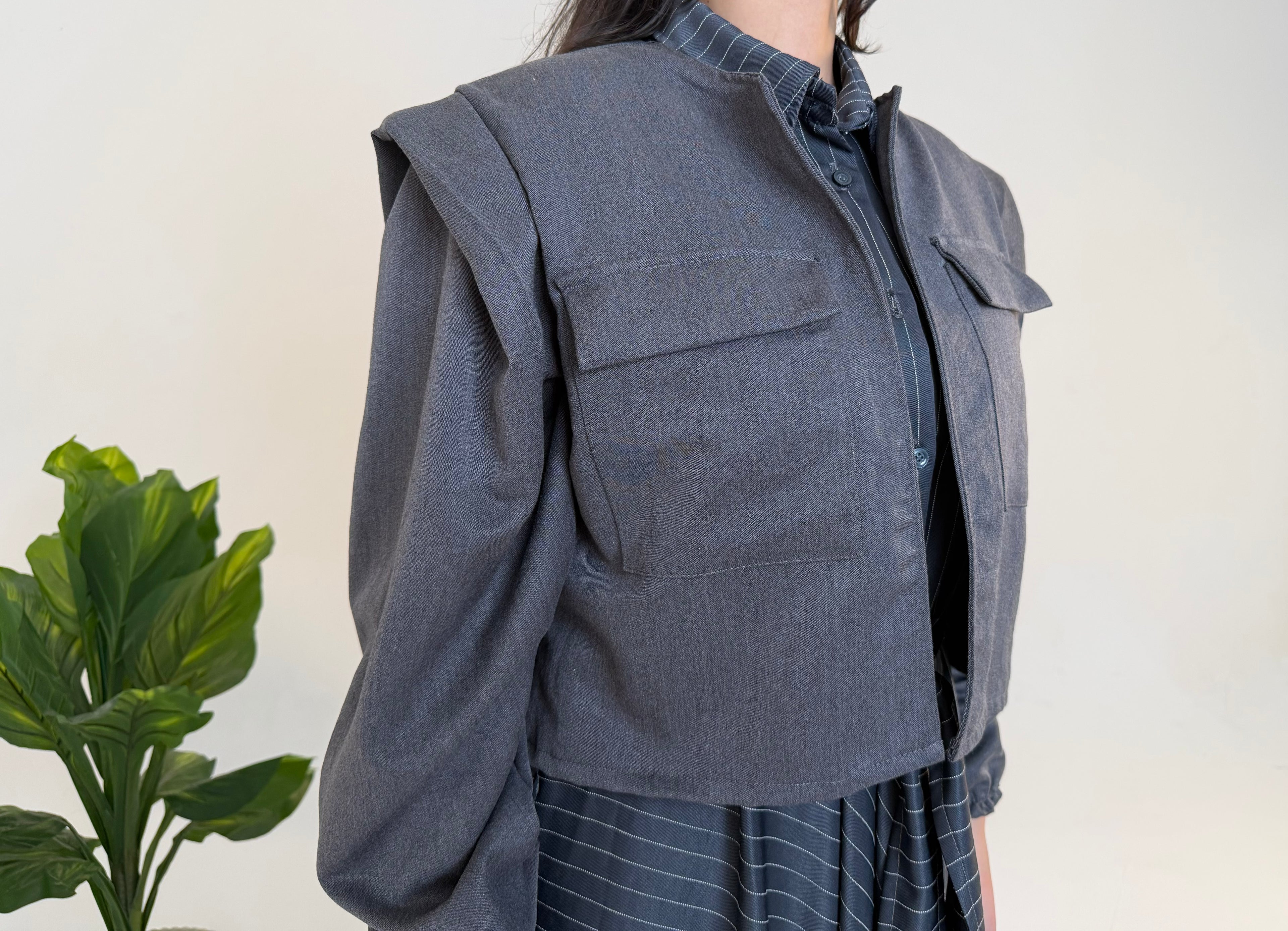 The Layered Signature Dress-Black with grey