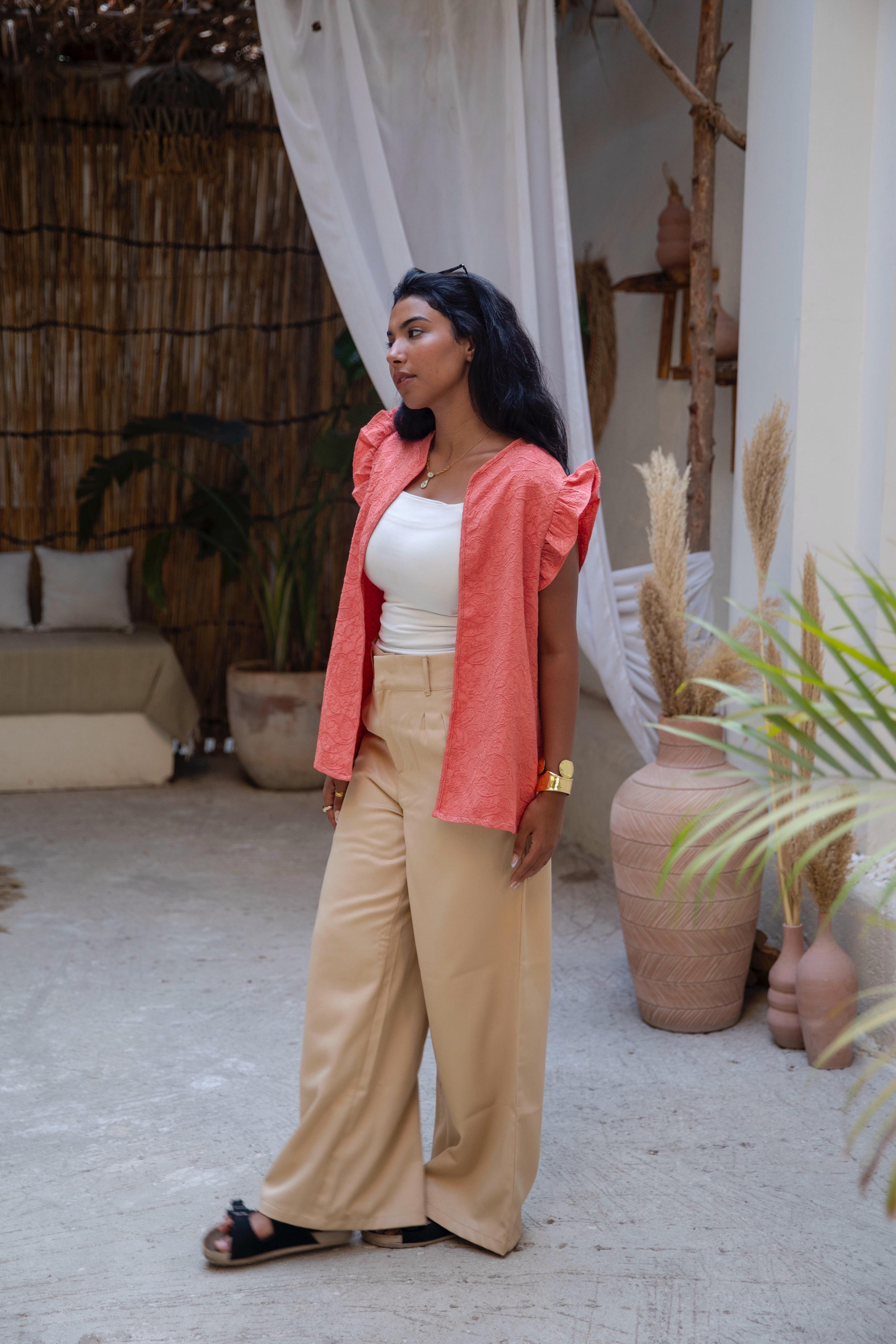 classic pants in cafe