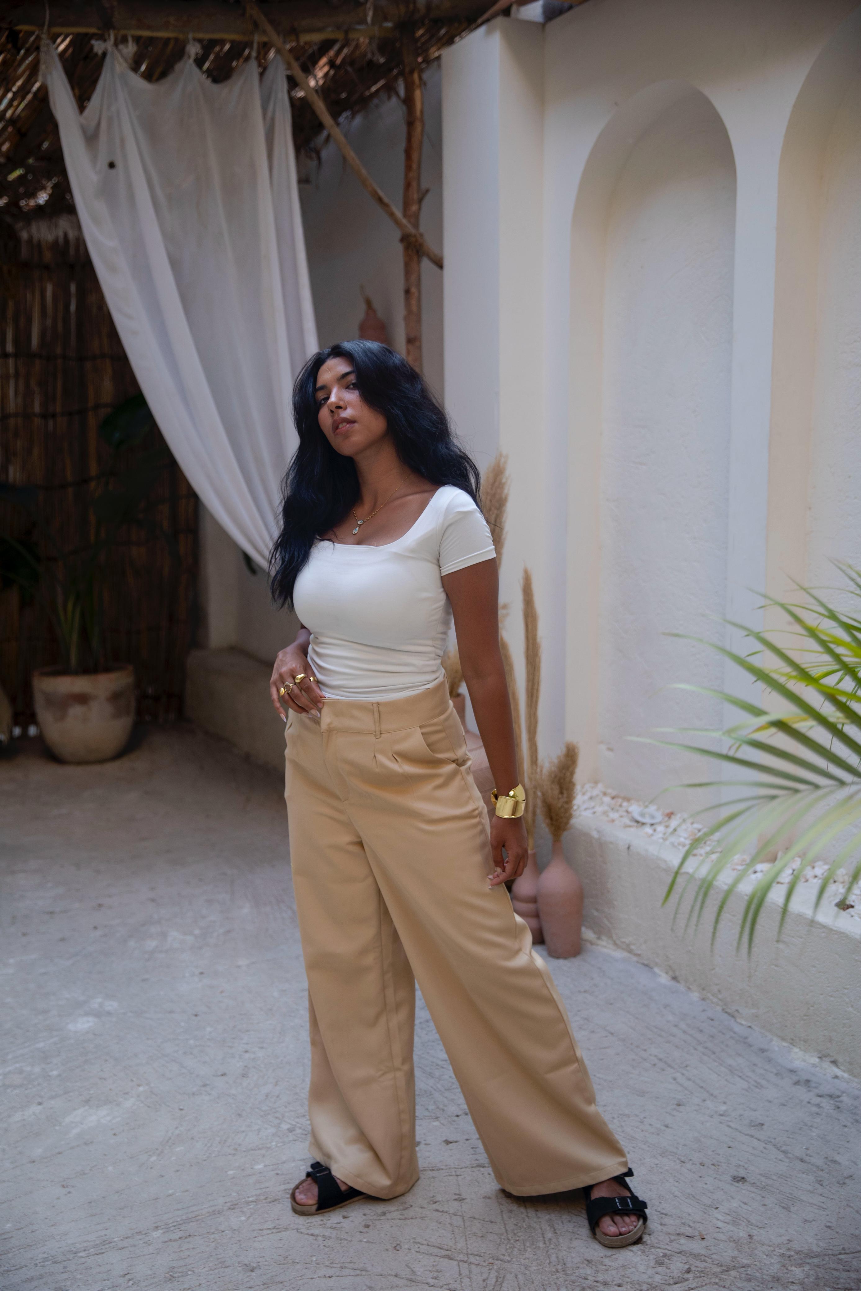 classic pants in cafe