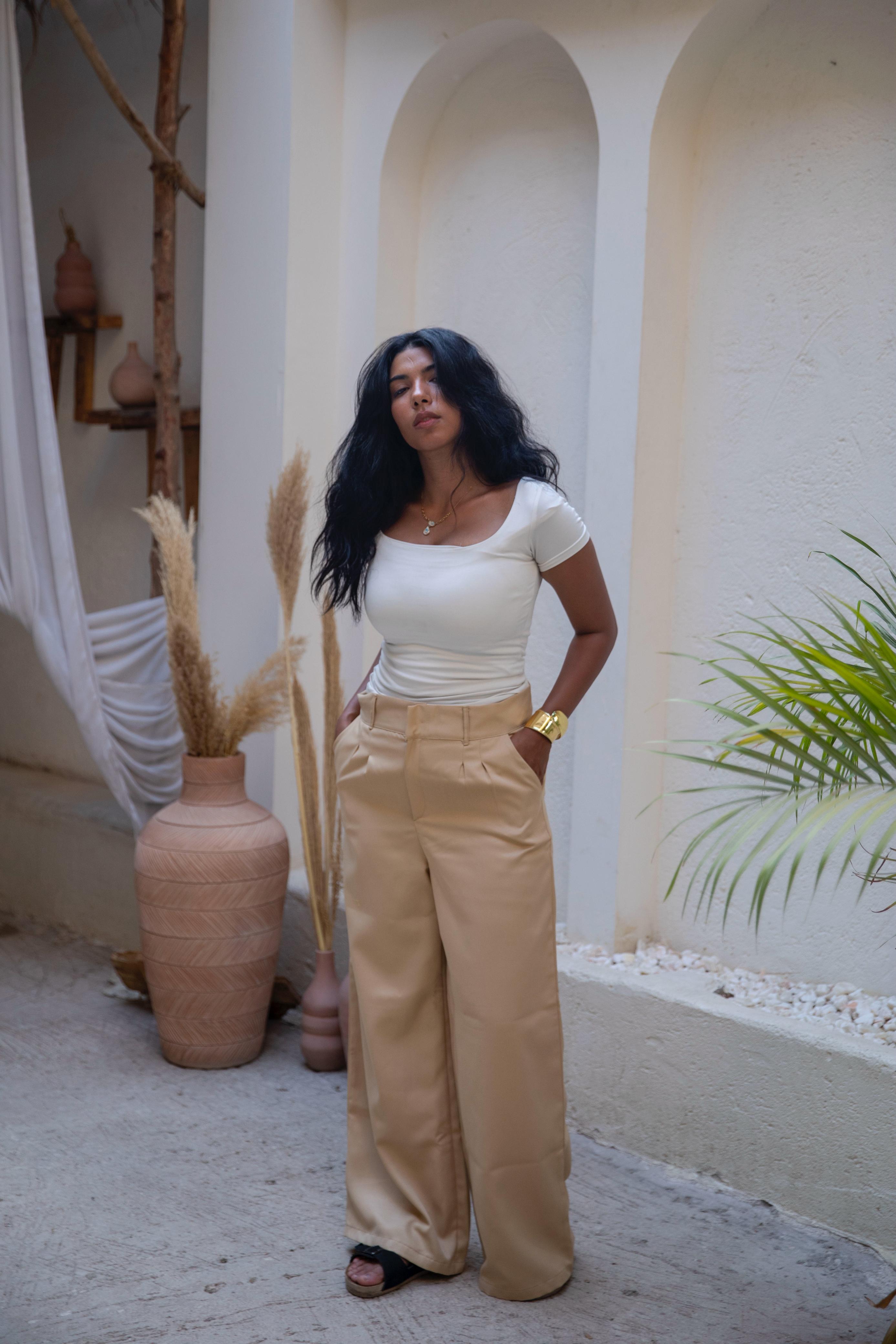 classic pants in cafe