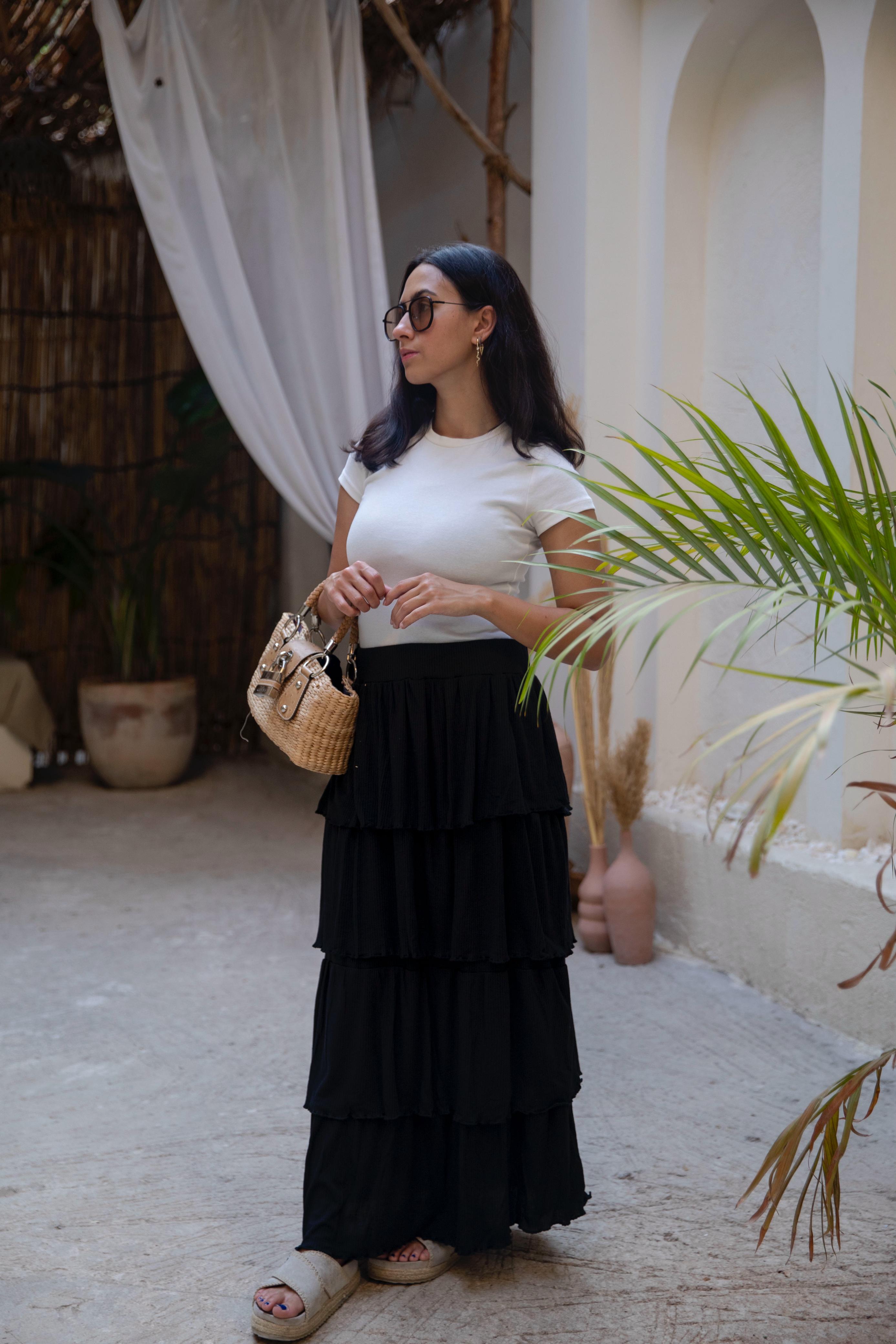 Layered skirt in black