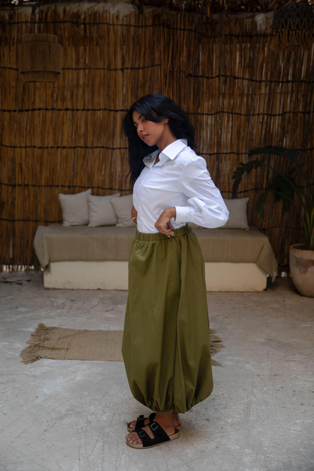 Baloon skirt in olive