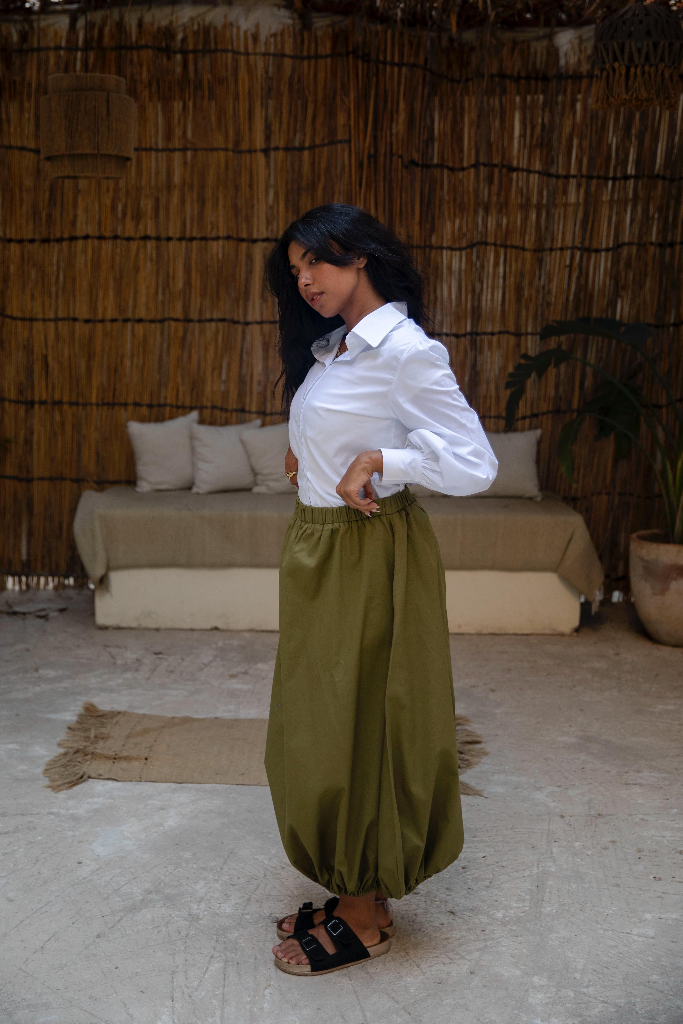 Baloon skirt in olive