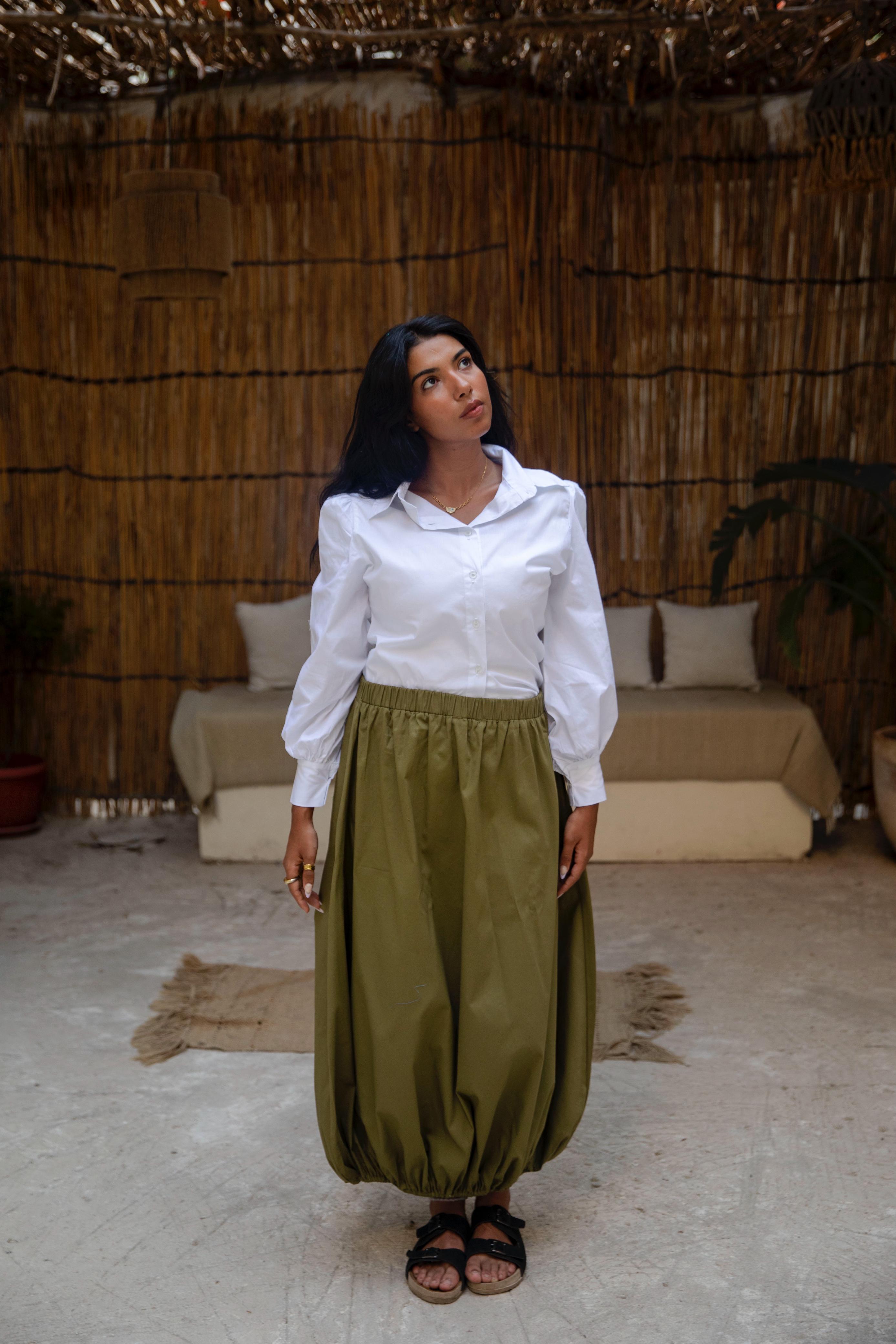 Baloon skirt in olive