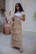 Layered skirt in beige