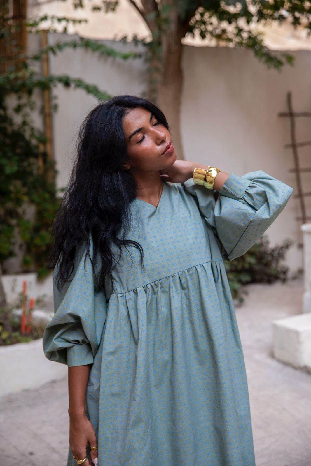 dotted dress in mint