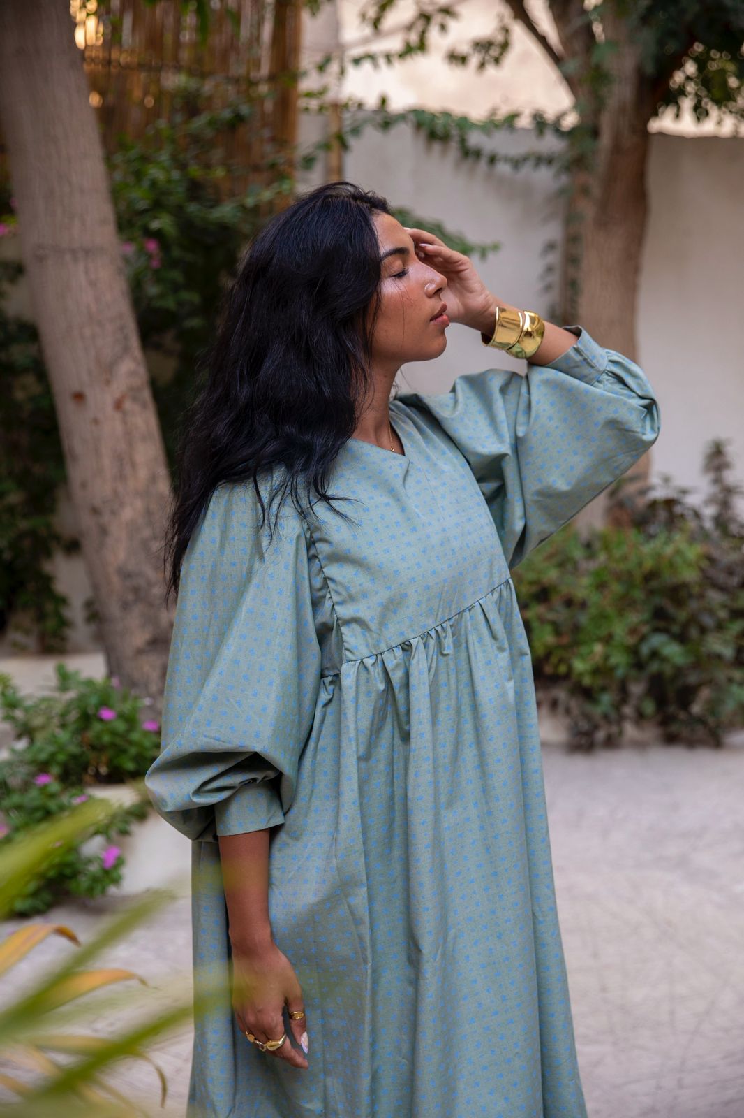 dotted dress in mint