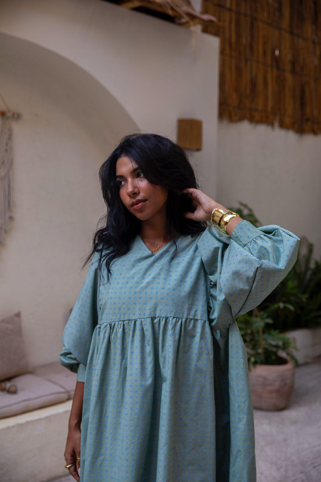 dotted dress in mint