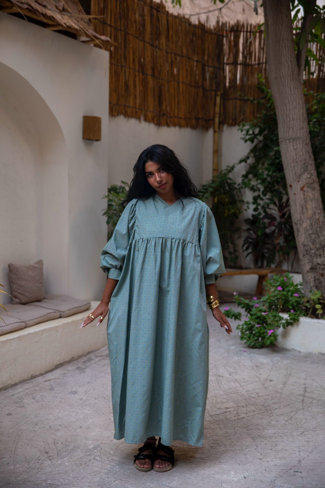 dotted dress in mint