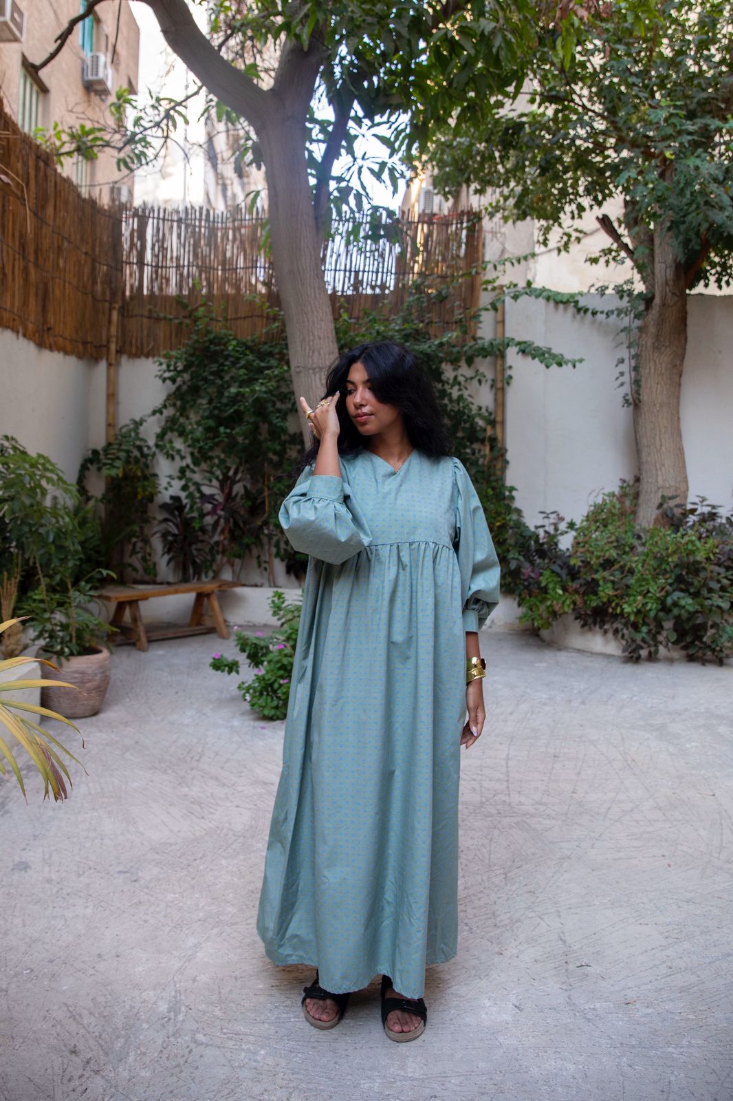 dotted dress in mint