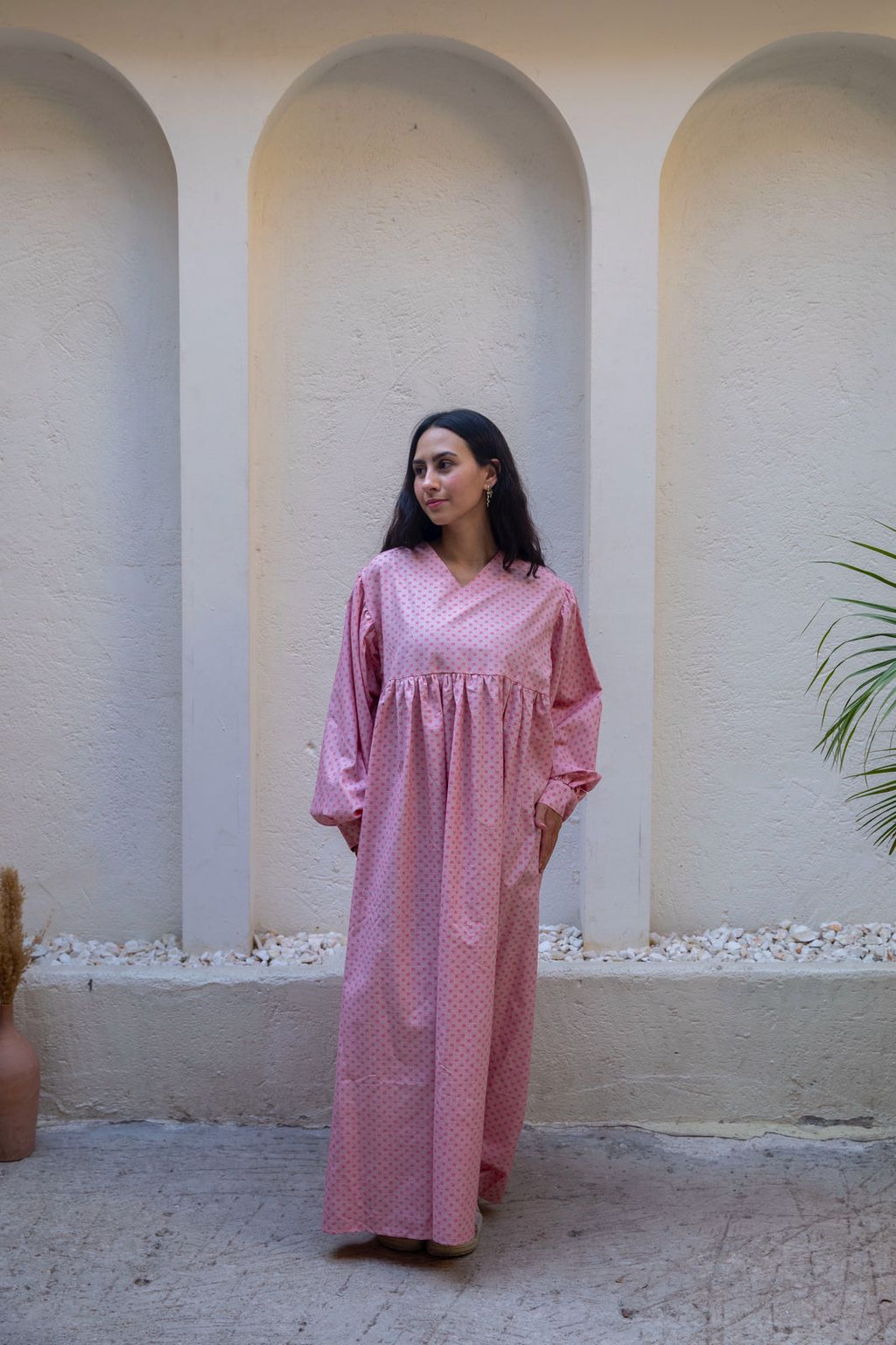 dotted dress in pink