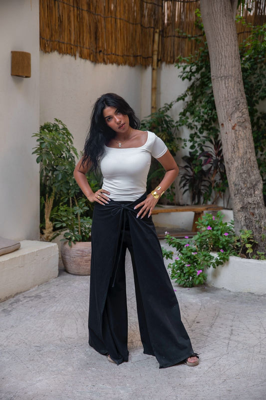 black drawstring pants
