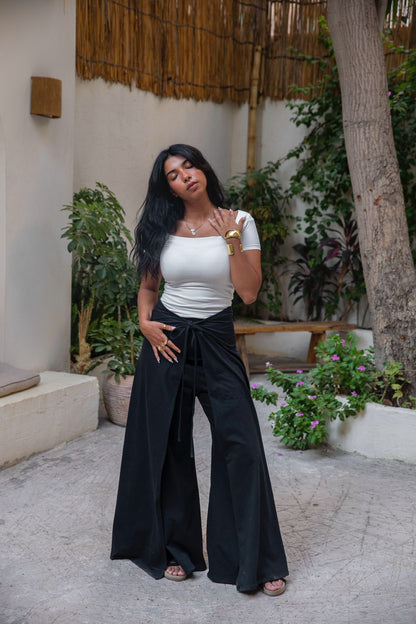 black drawstring pants