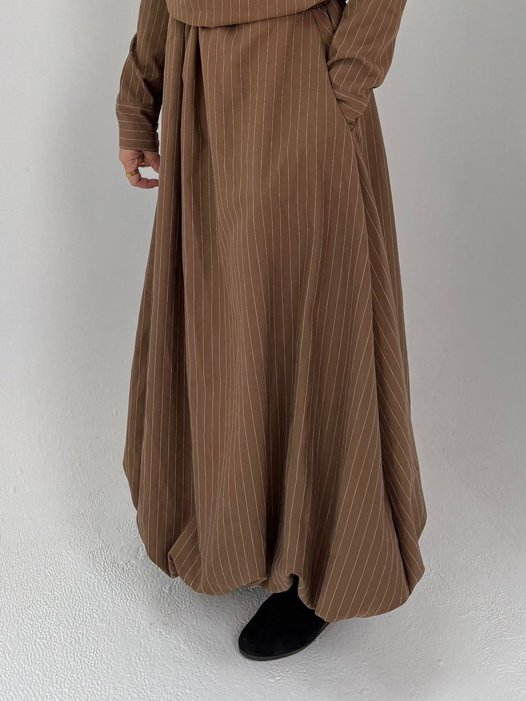 Pinstripe Draped Skirt