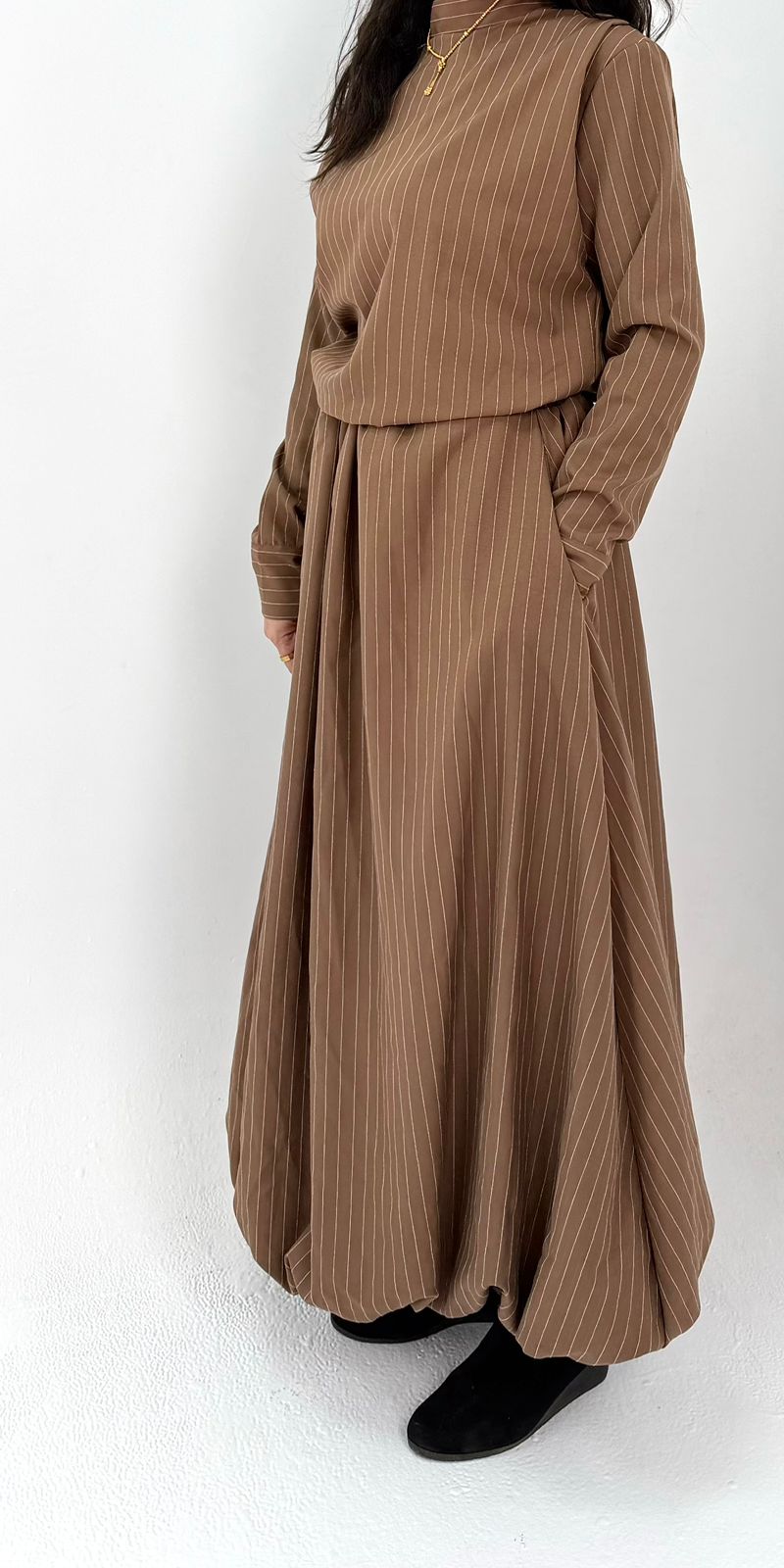 Pinstripe Draped Skirt
