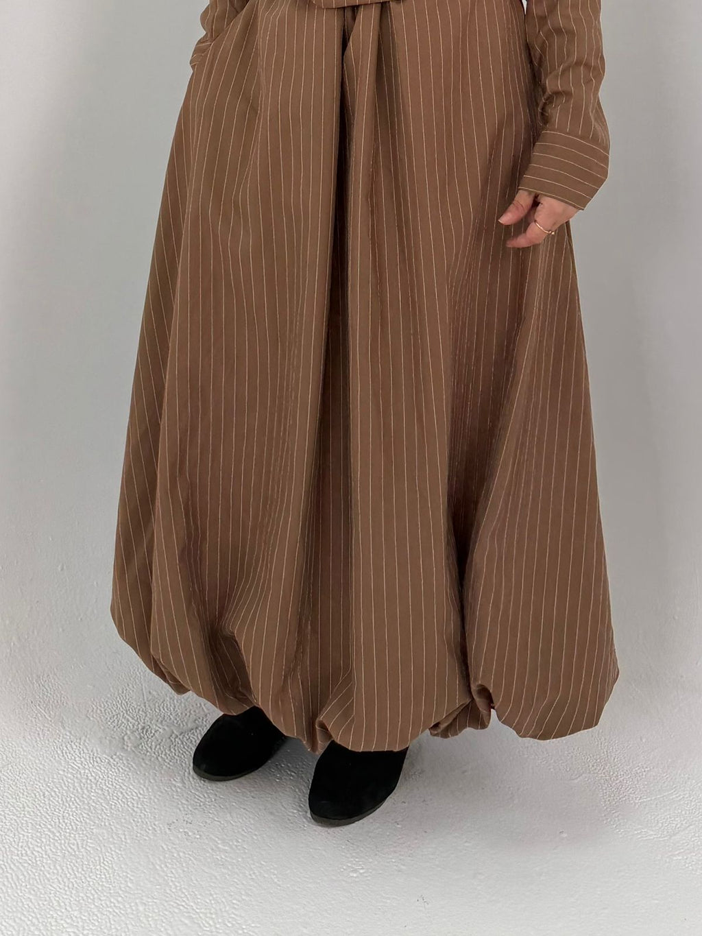 Pinstripe Draped Skirt