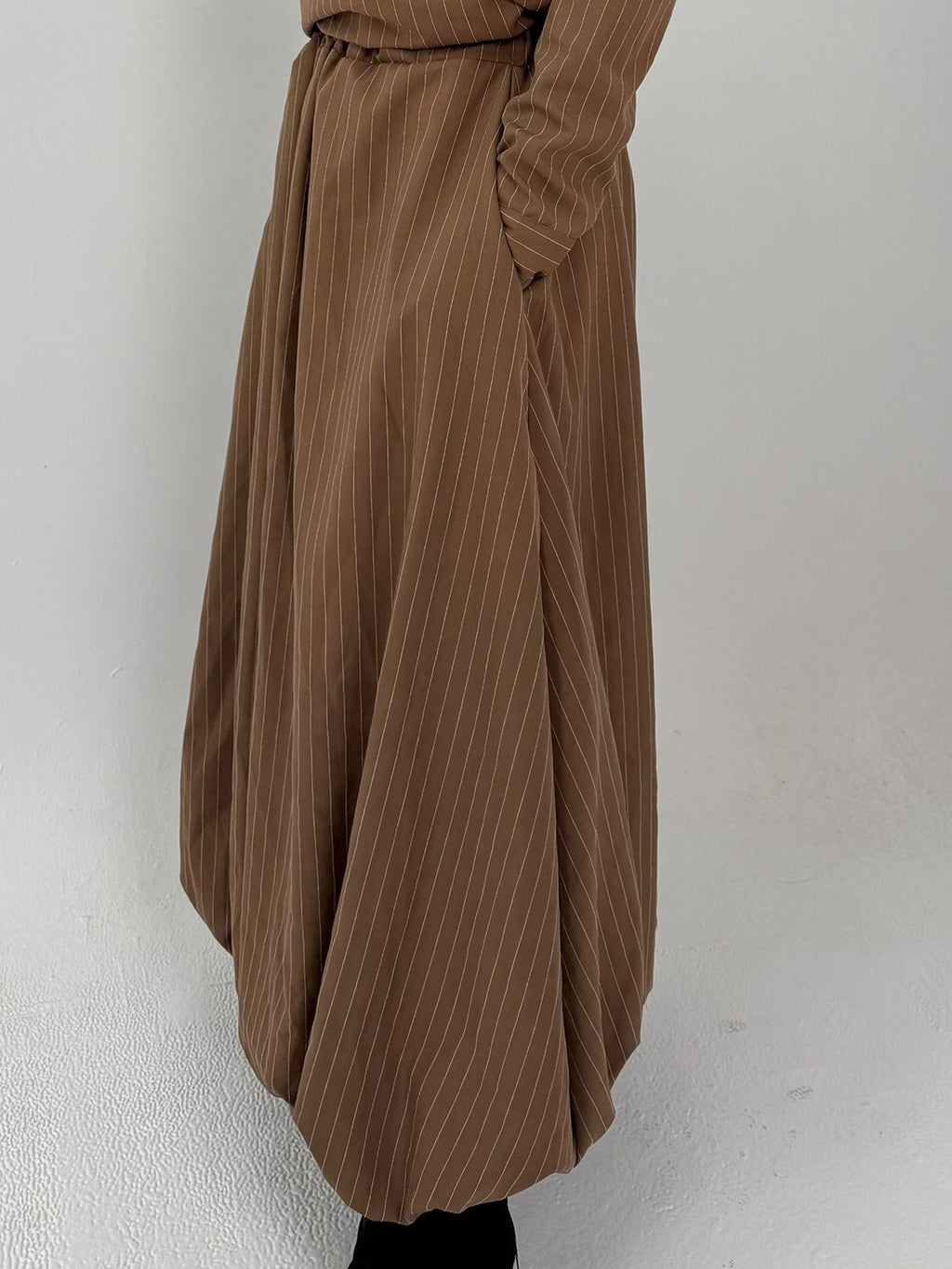Pinstripe Draped Skirt