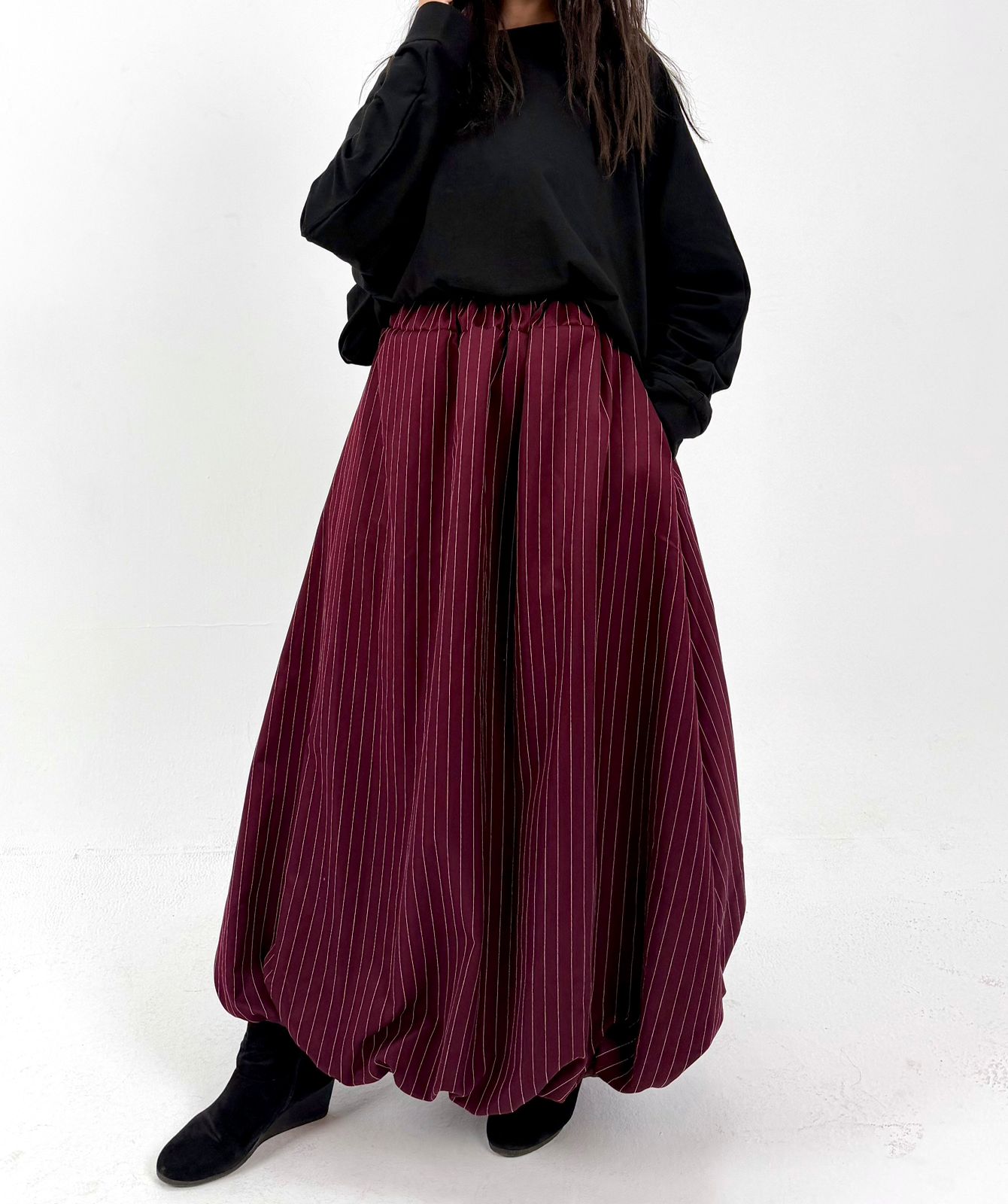 Pinstripe Draped Skirt