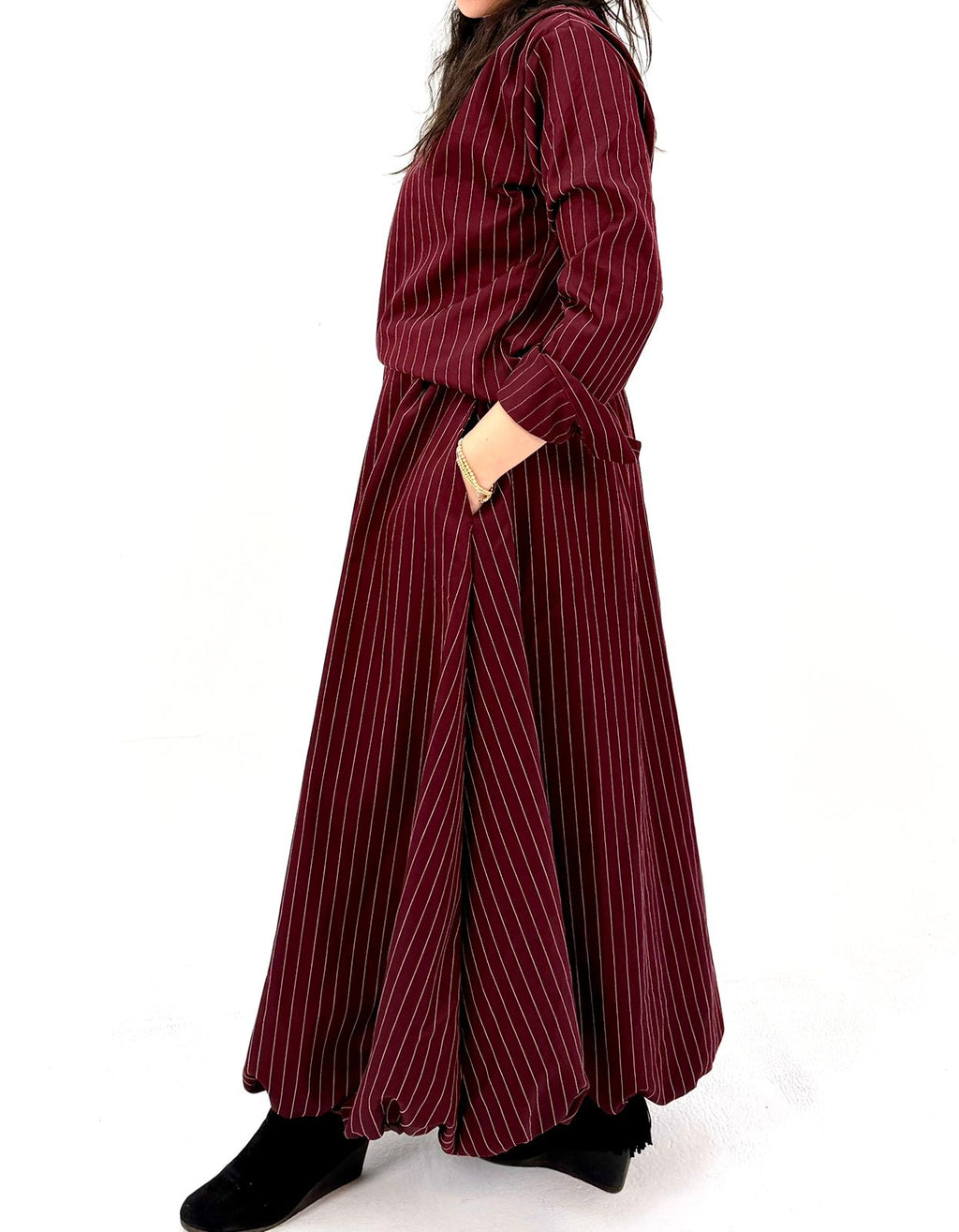 Pinstripe Draped Skirt