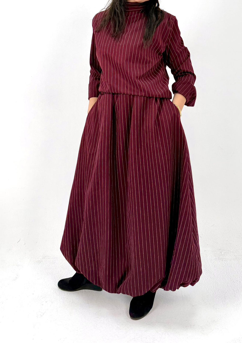 Pinstripe Draped Skirt