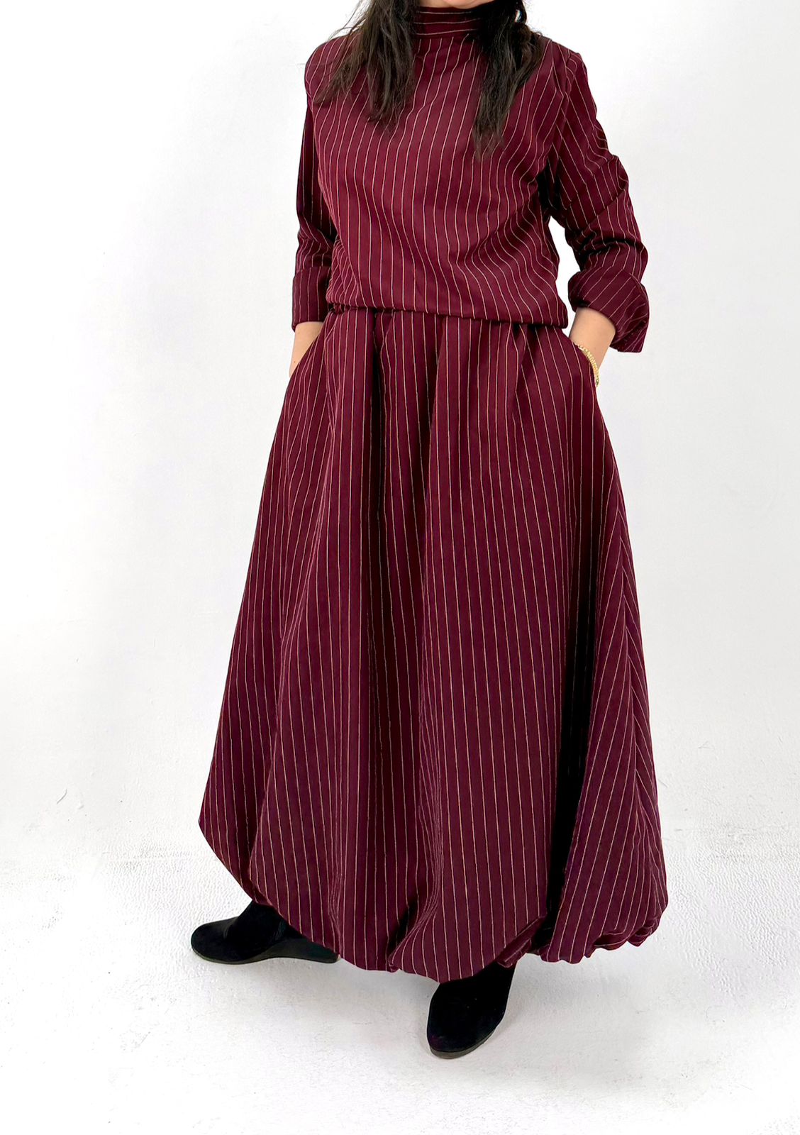 Pinstripe Draped Skirt