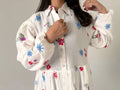 Airy Cotton Maxi Dress - White red Floral