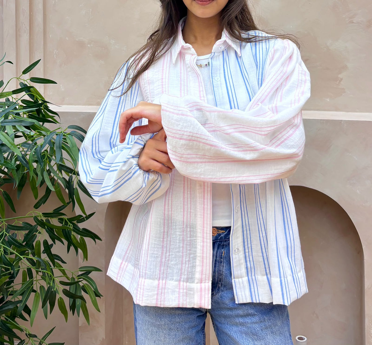 Blush Blue Stripped Blouse