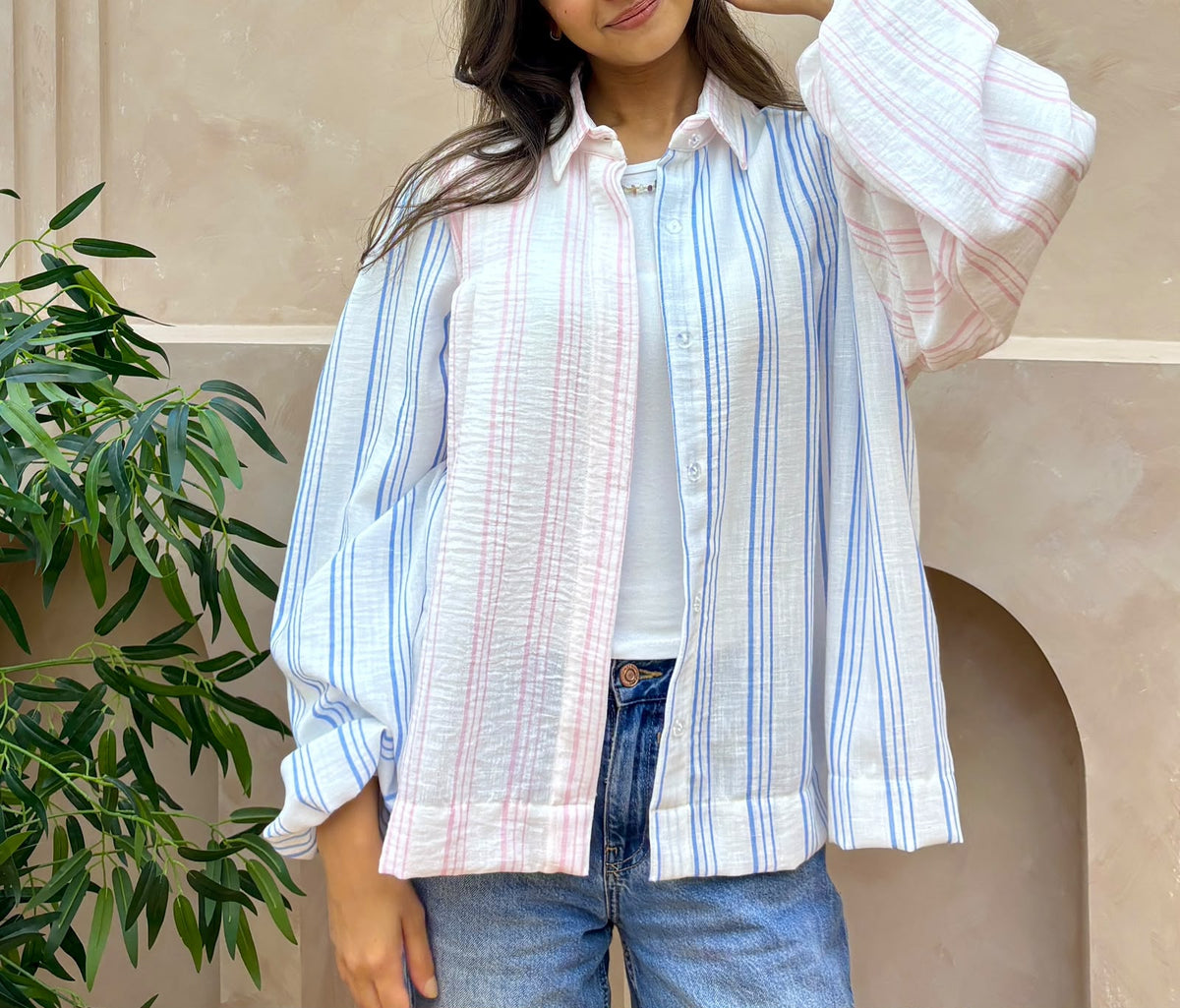 Blush Blue Stripped Blouse