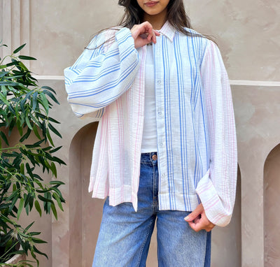 Blush Blue Stripped Blouse