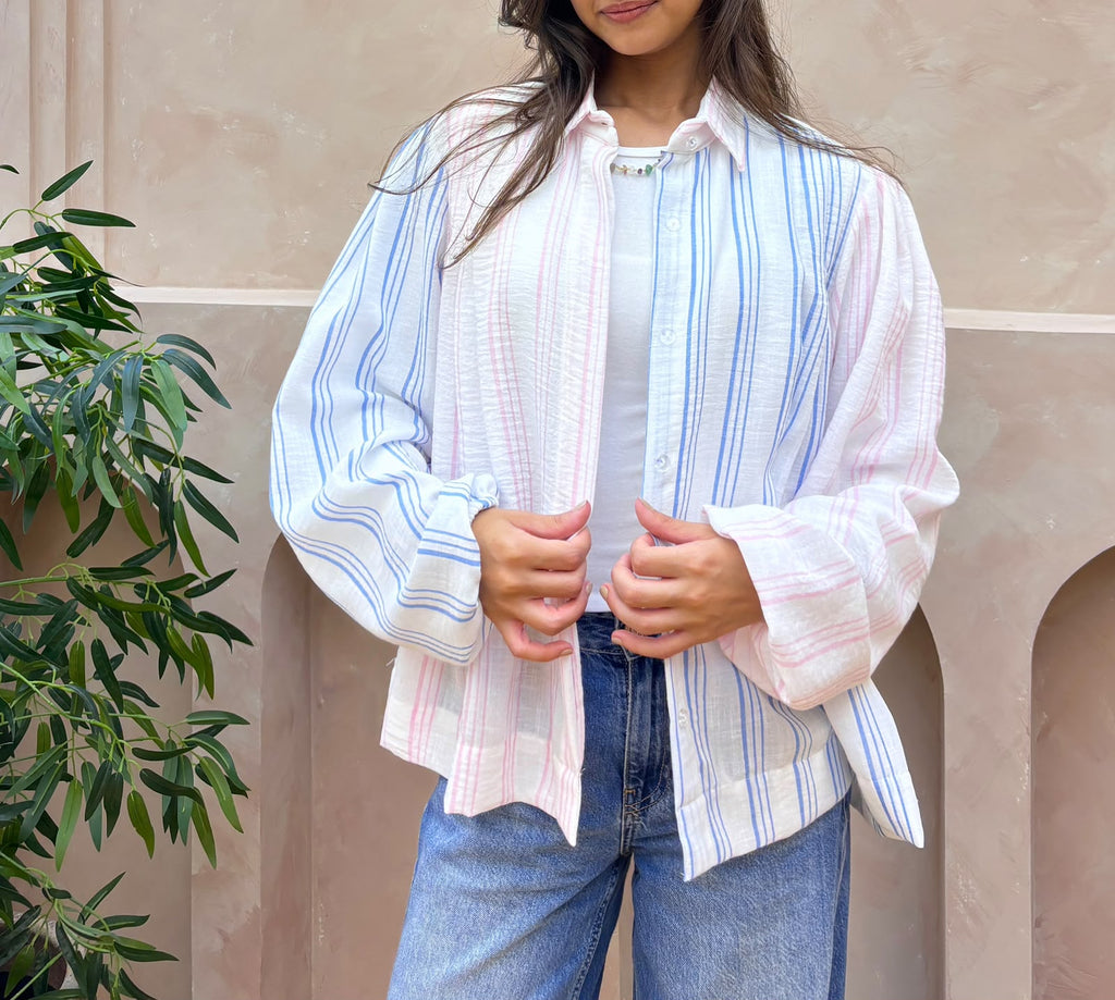 Blush Blue Stripped Blouse